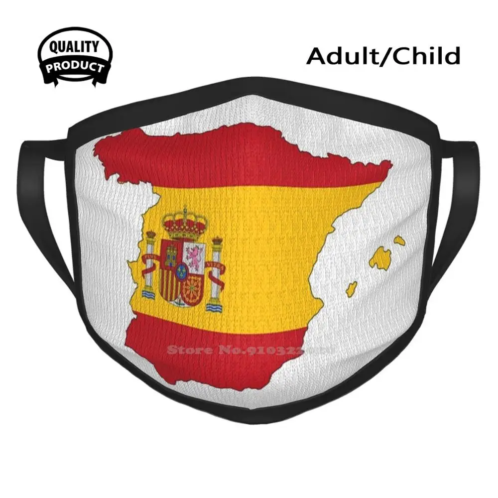 

Spain. Spanish. Flag And Map. Mouth Mask Soft Warm Face Masks Spain Spanish Espania Flags Flag Bandera De Espa A Iii Kingdom