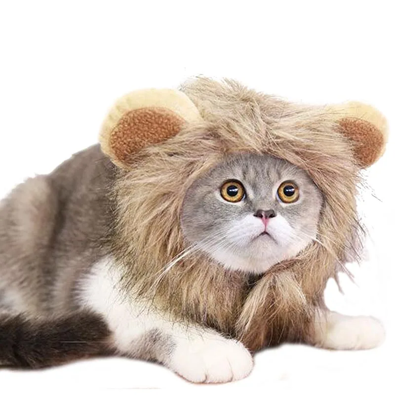 Pet lion turned cap Лев, шляпа для питомца, кошки, собаки, модные аксессуары для волос, теплый волшебный парик, шапка, прочный плюшевый короткий Кот, Удобные товары для домашних животных - Цвет: Pet lion turned cap