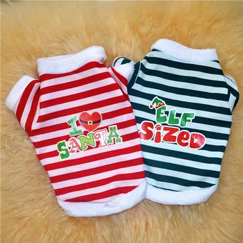

New Christmas Dog Clothes Cotton Pet Clothing Hoodies for Small Dogs Cats Vest Shirt Puppy Stripe Dog Costume Chihuahua Yorkies
