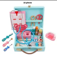 Детская деревянная игрушка, Веселая игра, настоящая ролевая игра для доктора, портативная коробка для таблеток, Набор для игры, деревянная игрушка, подарок