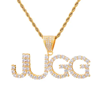 

Hip Hop Custom Letters Name Pendant Necklace Iced Out Bling Cubic Zircon Gold Silver Color Men Women Charms Necklaces Jewelry