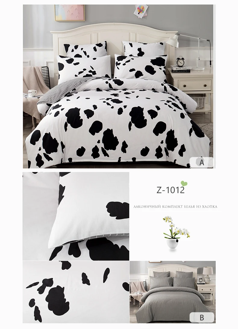 YAXINLAN Classic bedding set Pure cotton A/B double-sided pattern Cartoon Simplicity Bed sheet, quilt cover pillowcase 4-7pcs