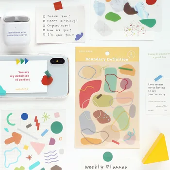 

2 pcs Geometric Stickers Kawaii Decoration Stickers for Diy Scrapbooking Bullet Journal Diary Stationery Shool Office Supplies