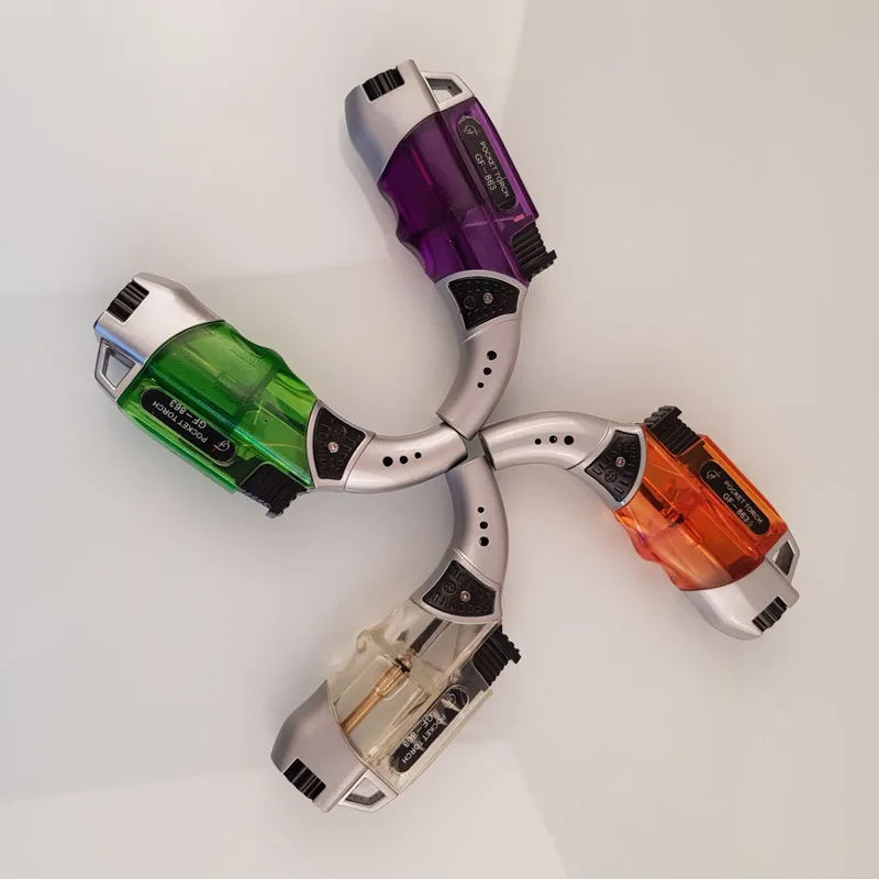 Фонарь зажигалка для сигарет турбо газовая ветрозащитная металлическая