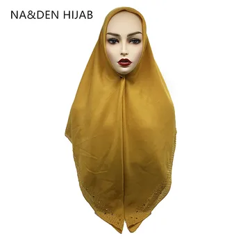 

1PCS Hot rhinestone shawls Islamic hijab Square pashmina Muslim headscarf New bandana Women popular muffler Solid scarves