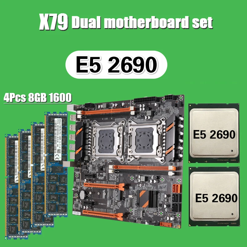Kllisre X79 zestaw płyt głównych z dwoma procesorami z 2 × Xeon E5 2690 ...