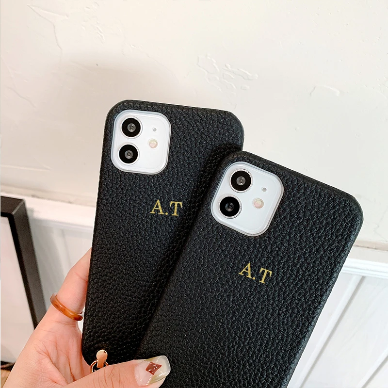 Custom Initial Name Crossbody Strap Cord Luxury Crocodile Leather Phone Case For iphone 11 12 13 Pro Max 7 8 Plus XR X XS Cover