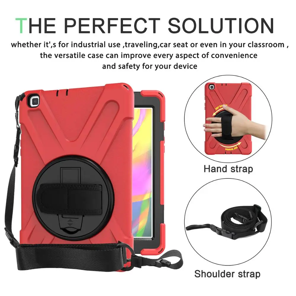with shoulder strap 3 слоя противоударный чехол для samsung Galaxy Tab A 8,0 SM-T290 T295 T297 чехол силиконовый Твердый PC подставка funda с ручным/сумка на плечо - Цвет: with shoulder strap