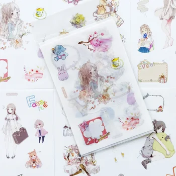 

6 Sheets/Pack Kawaii Cartoon Girl Sticker Adhesive Craft Stick Label Notebook Computer Phone DIY Decor Kids Gift Stationery