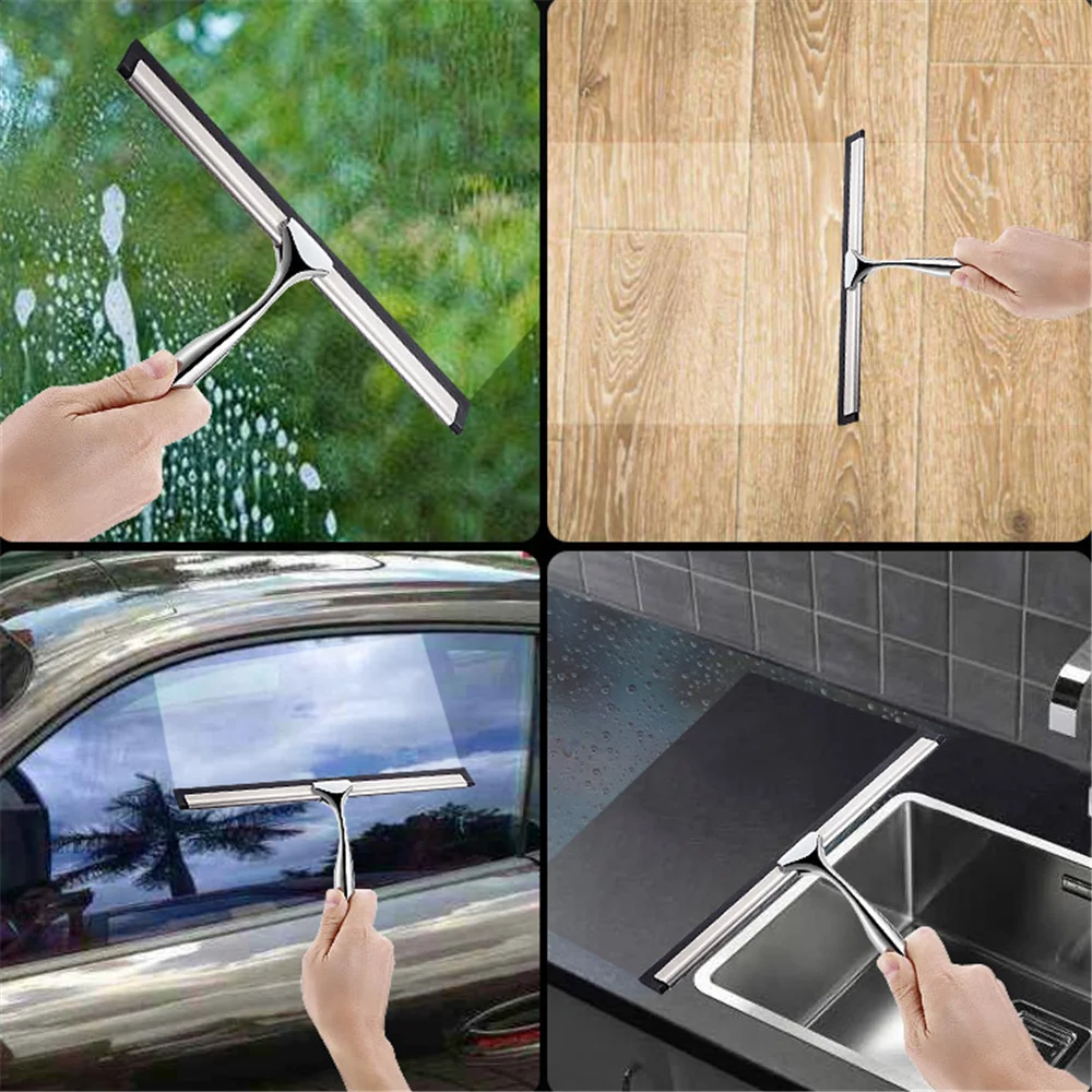 Stainless Steel Window Squeegee Glass Wiper Cleaning Set Window Scraper  Cleaner For Shower Car Mirror Kitchen Bathroom Floor