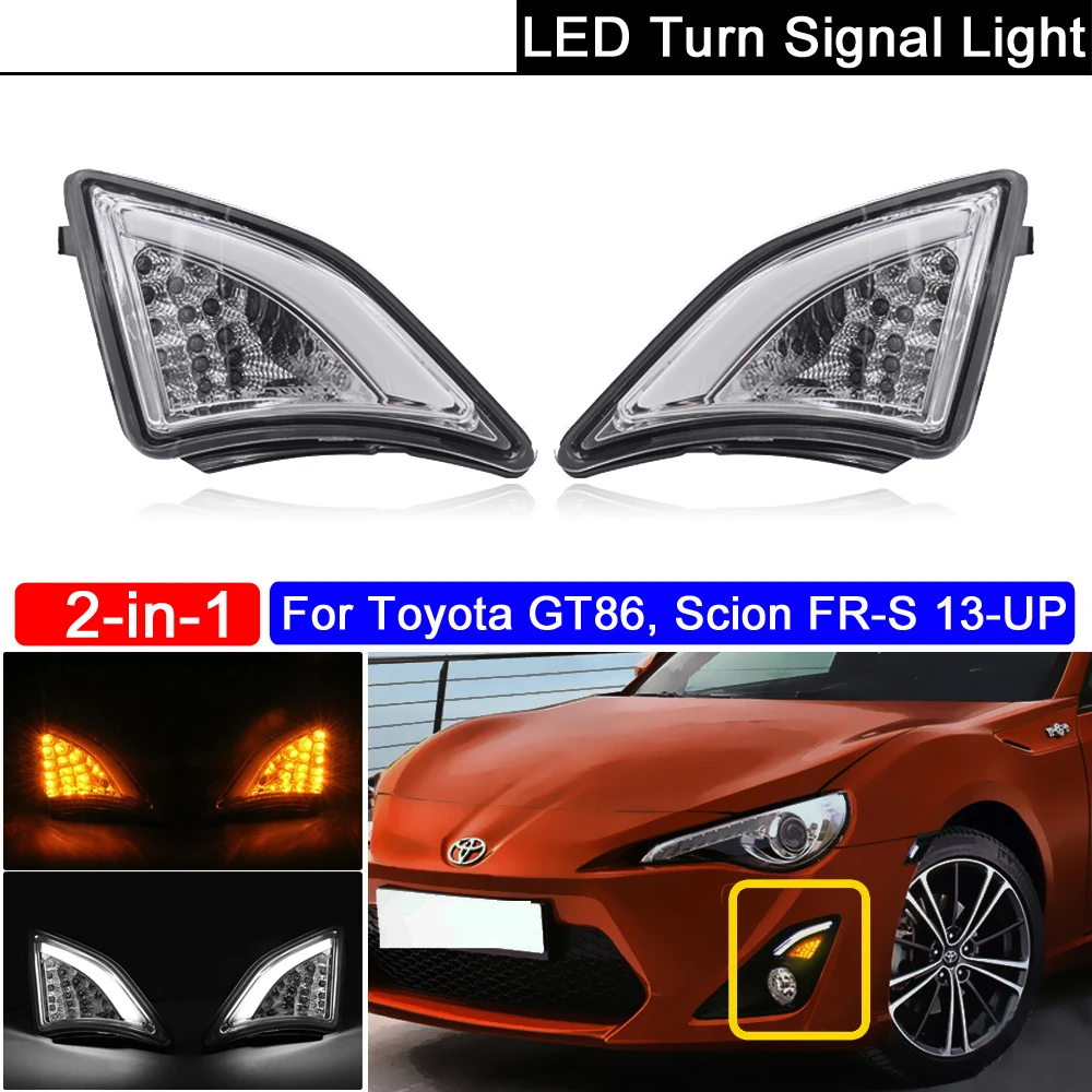 

Светодиодный Угловой светильник 2-в-1, янтарный светодиодный указатель поворота с белым ходовым огнем для Toyota GT86, для Scion FR-S 2013 и выше