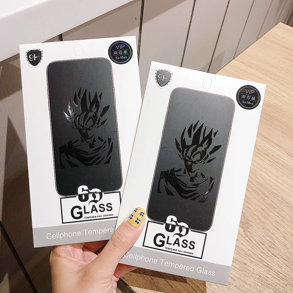 LinXiang Invisible Anime Dragon Ball Saiyan Goku 6D Tempered Glass Screen Protector For iPhone 6 6s 7 8 Plus X XR XS Max 11 Pro