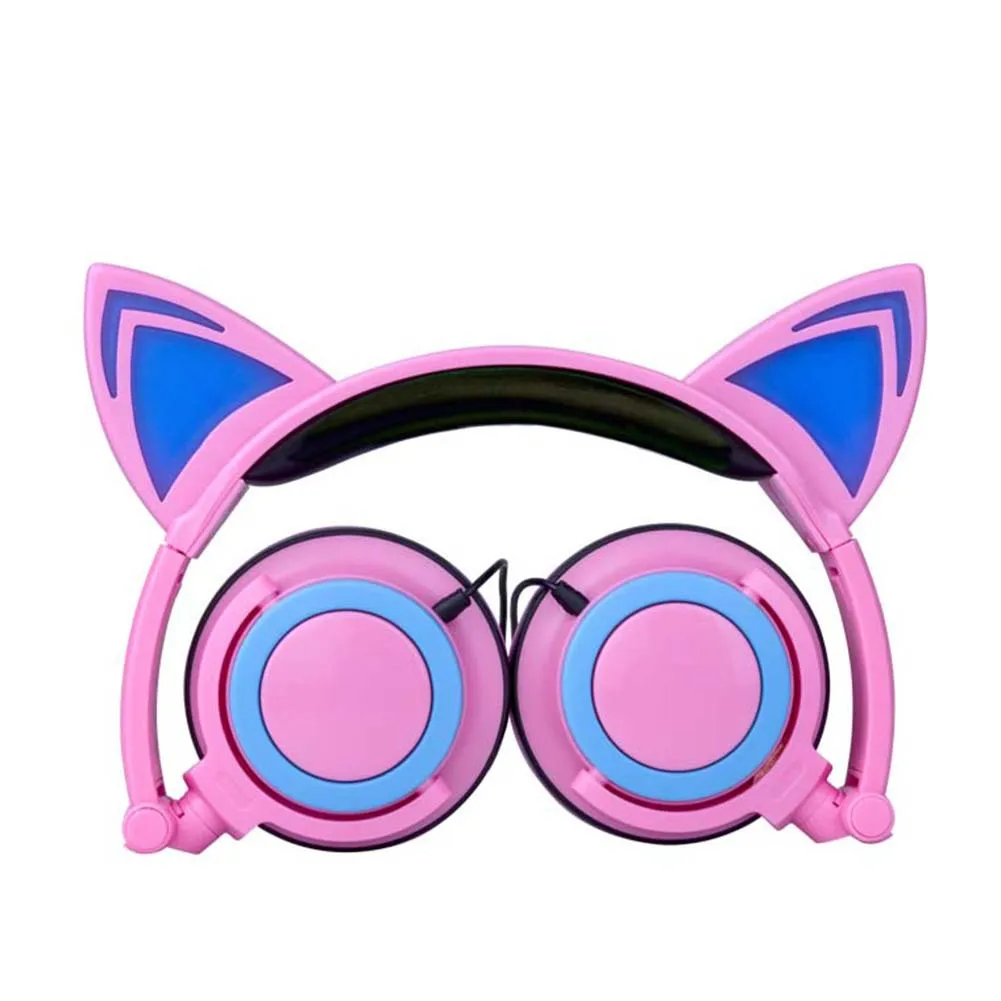Fashion Cat Ear Headphones With Led Light Cute Cat Ear Gaming Headset For Girls Children Flashing Glowing Gaming Earphones
