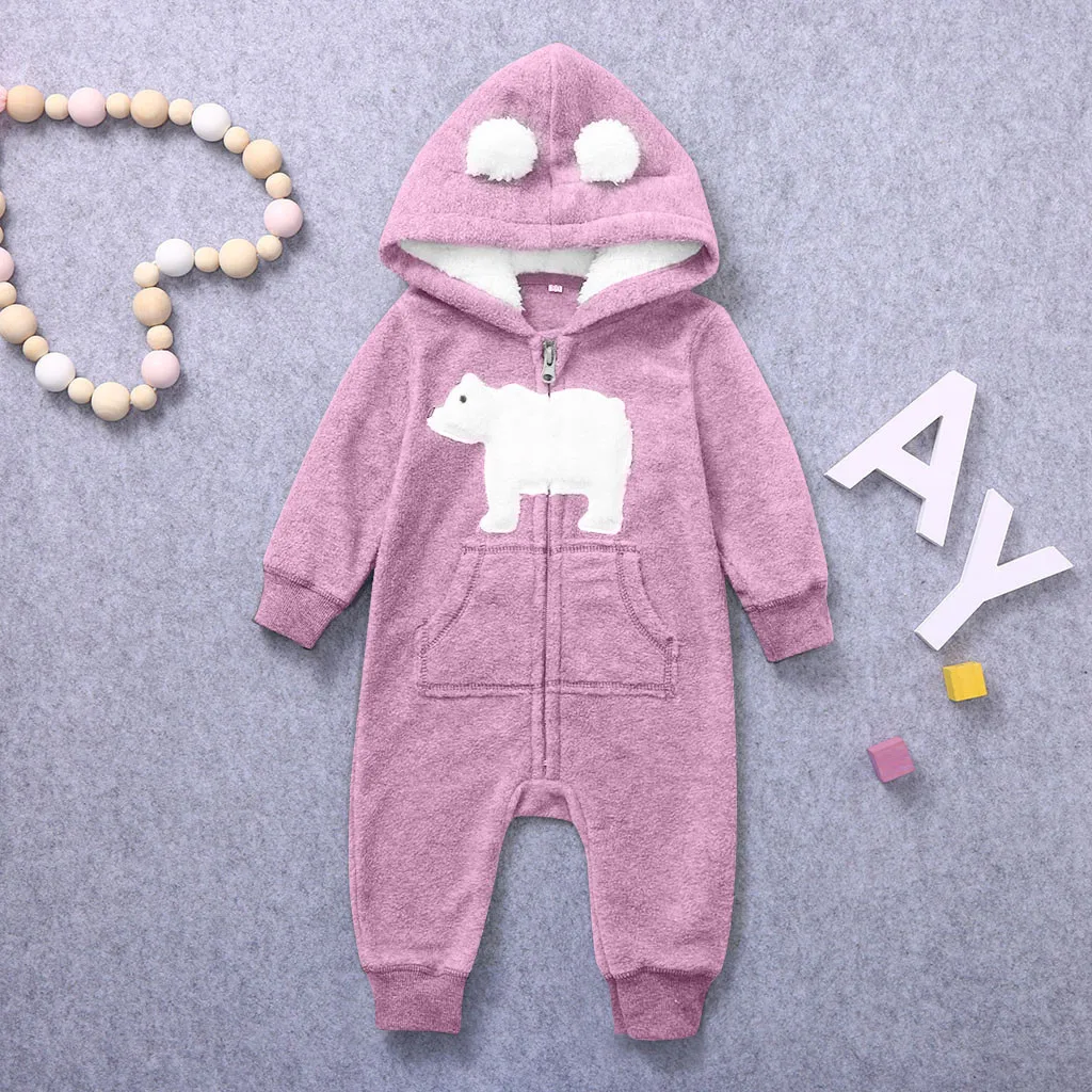 Модные Зимние флисовые комбинезоны для новорожденных мальчиков комбинезон с