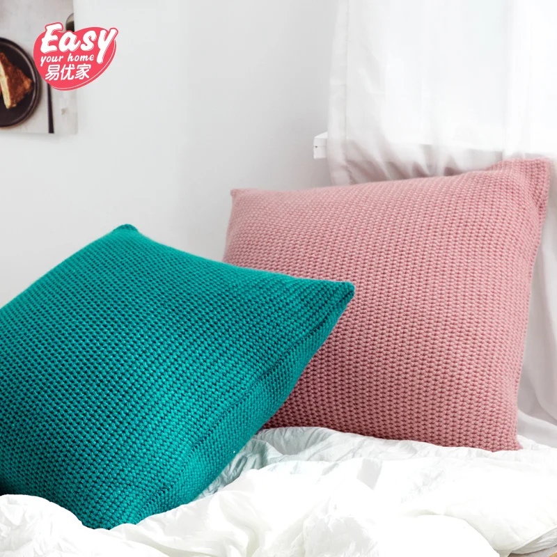 

Nordic Decorative Handmade Knitted Pillowcase 45*45cm Woolen Cushion Cover Solid Color Soft Bedroom Christmas Pillow Cover Cases