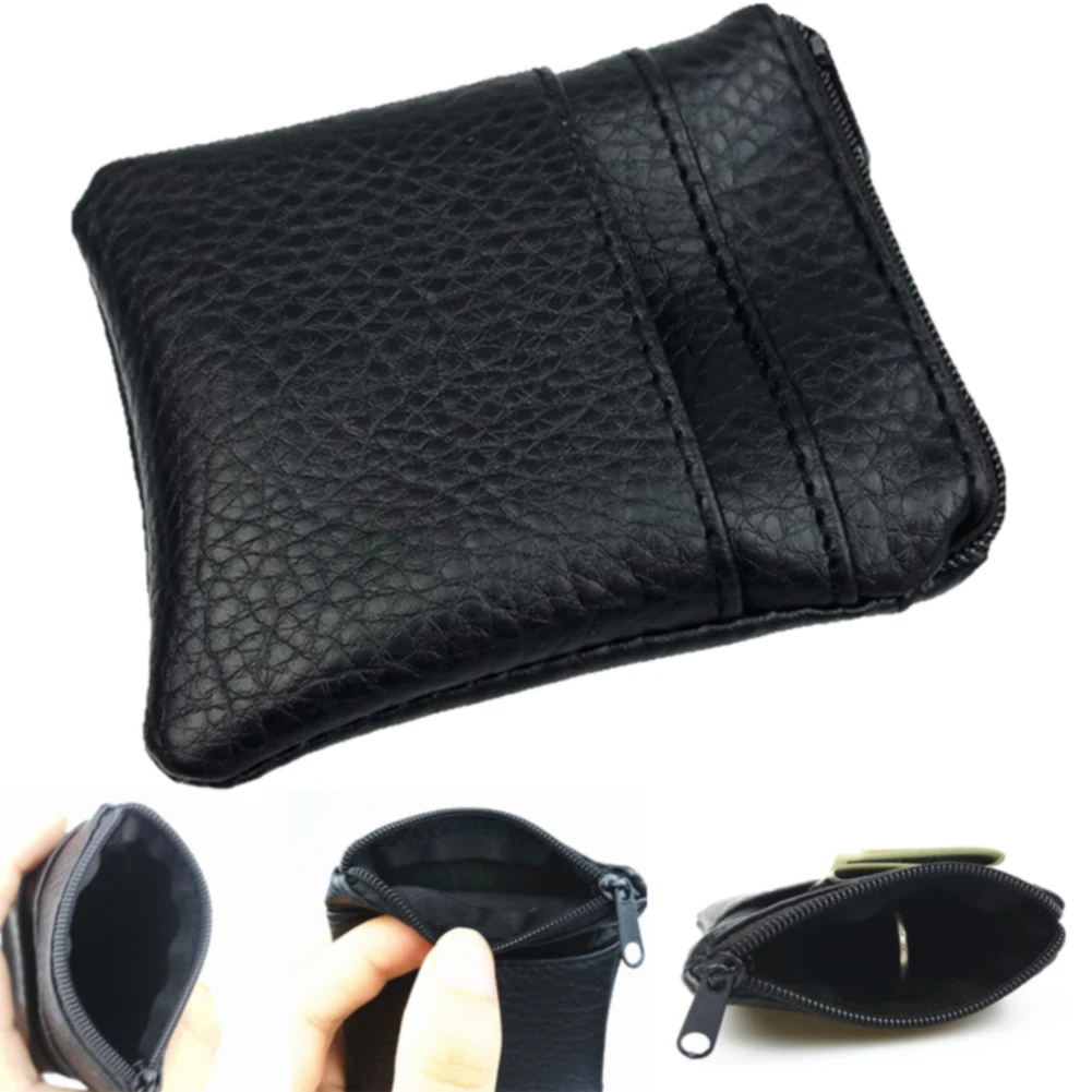 

Storage Soft Synthetic PU Zipper Short Solid Holder Fashion Key Card Coin Purse Men Wallet Small Casual Large Capacity