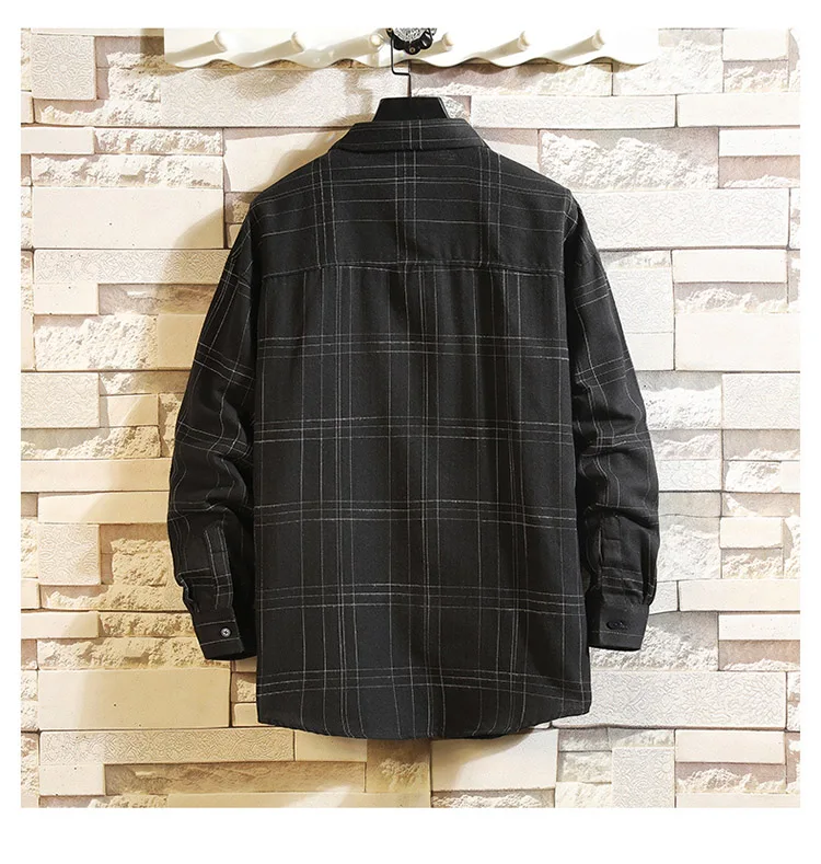 Casual Spring Autumn Plaid Shirt Men Long Sleeve High Quality 2019 Japan Style Loose Streetwear Plus Size M-5XL Clothes Casual Spring Autumn Plaid Shirt Men Long Sleeve High Quality 2019 Japan Style Loose Streetwear Plus Size M-5XL Clothes