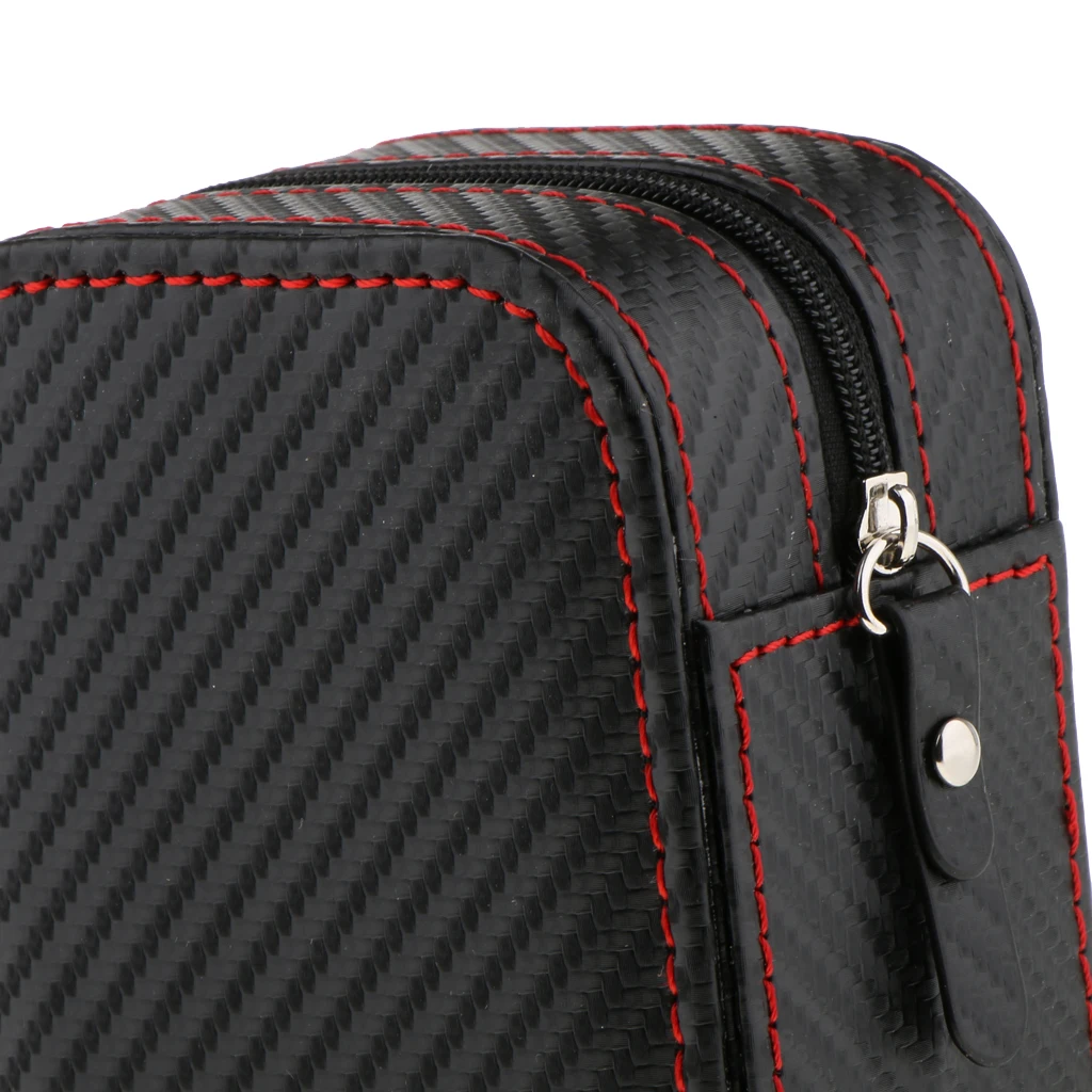 PU Leather Watch Display Box Zip Case Portable Travel Storage Wristwatch Organizer