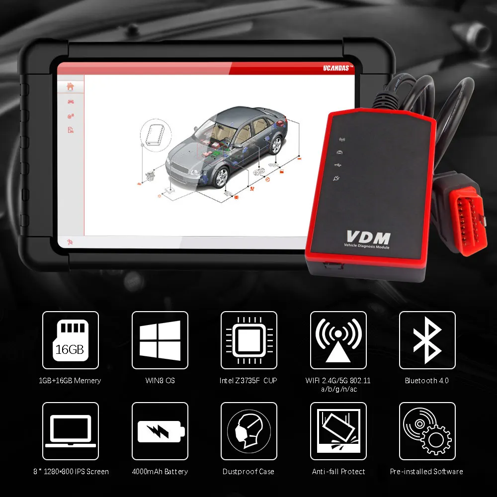 Автомобильный диагностический сканер UCANDAS VDM OBD2 профессиональный прибор для