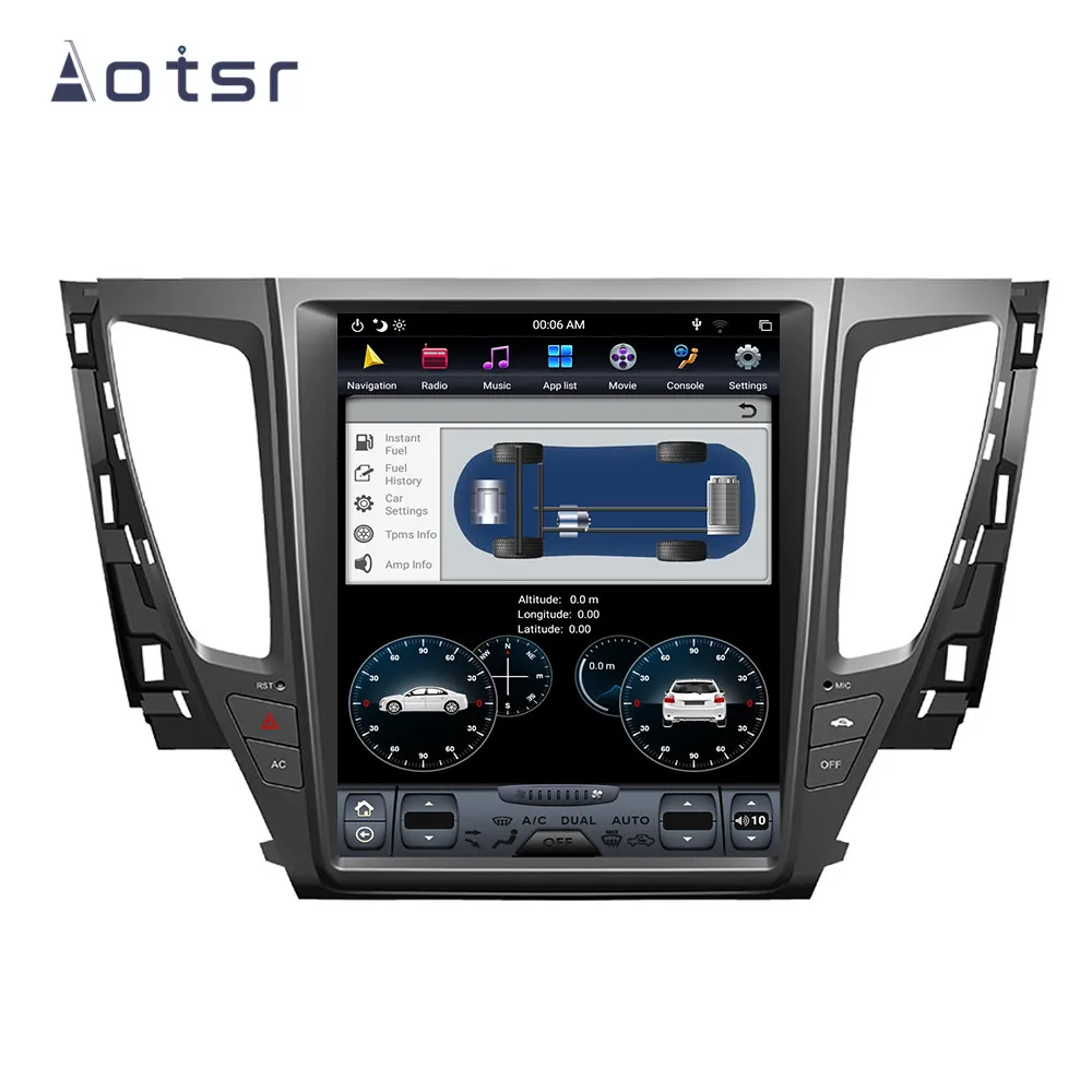 Discount Tesla Style Android 8.1 GPS Navigation DVD Player For Mitsubishi Pajero 2016-2019 Car Auto Radio Stereo Multimedia Unit Player 2