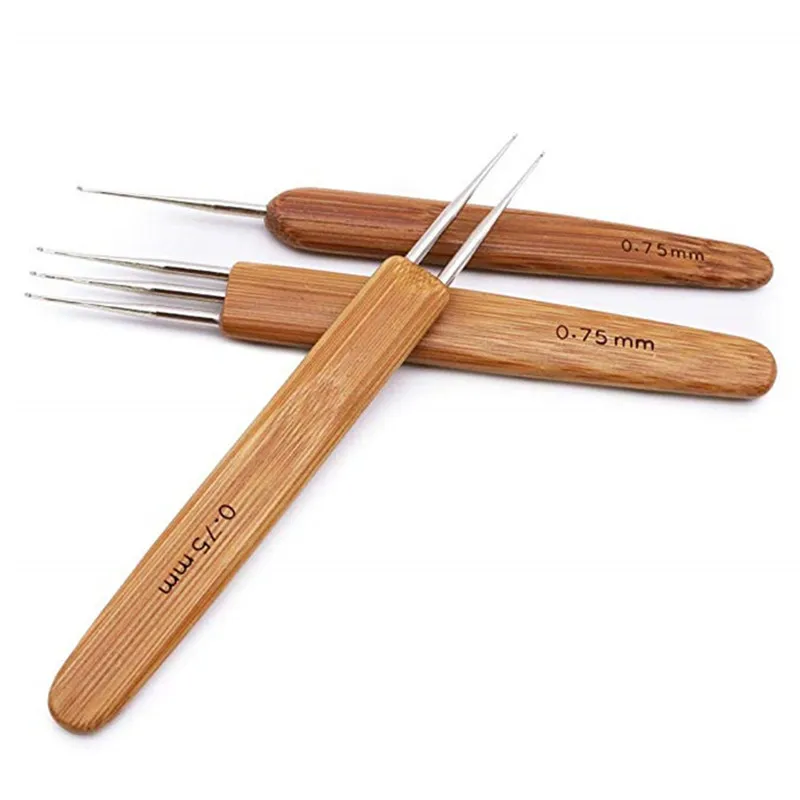 0,5 мм 0,75 мм бамбуковый дредлок крючок для вязания крючком Двойная игла для плетения(1 крючок, 2 крючка, 3 крючка) для наращивания волос