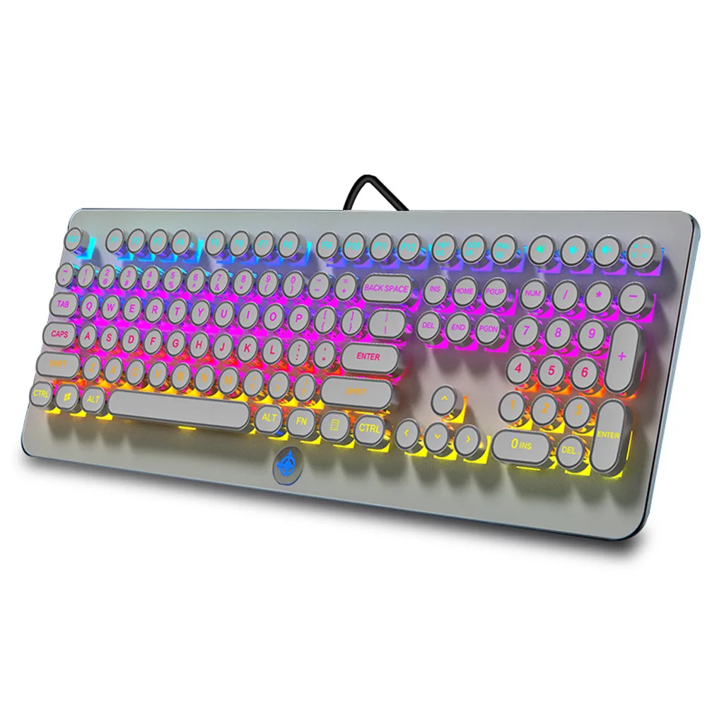 Gameing Keycap Retro Steam Punk Mechanical Keyboard 108Keys RGB Backlit Dustproof Fixed Axis Keyboard Full Key Without Conflict