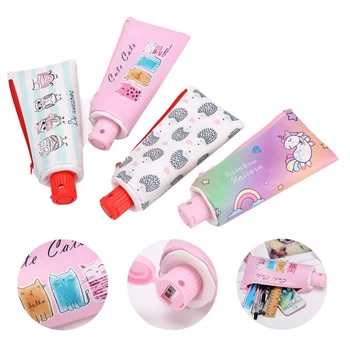 

Toothpaste Pencil Case School Unicorn Cat PencilCases For Boy Girl Stationery Student Banana Zipper Pen Box Leather Pencil Bag