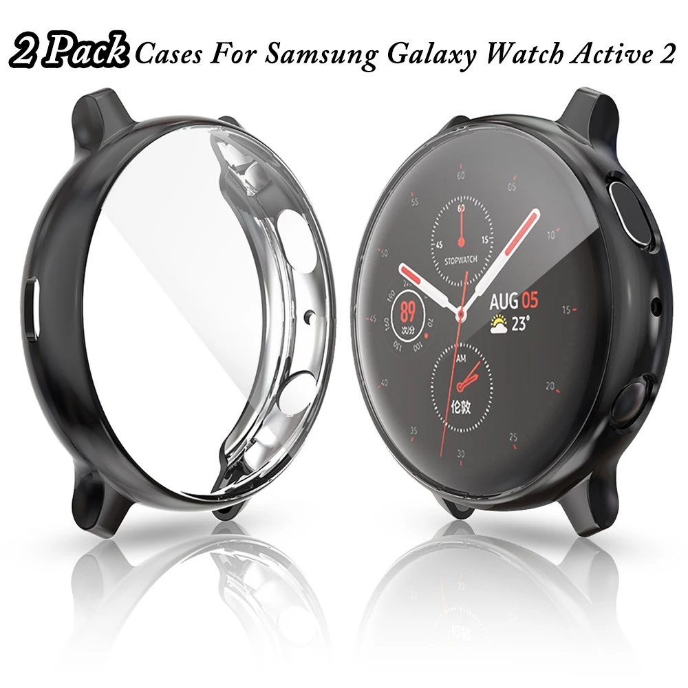 2 упаковки, высокое качество, чехол для часов, бампер с защитой экрана для samsung Galaxy Watch Active 2, чехол 40 мм, 44 мм, аксессуары для часов