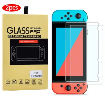 

2PCS Tempered Film For Nintendo Switch Game Console Glass Screen Protector Hard Clear Protection Film With Screen Cleaning Kit