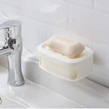 

Creative Daily Use Double-Layer Soap Box Seamless Bathroom Wash Soap Box Holder Drainable Wall-Mounted Soap Box