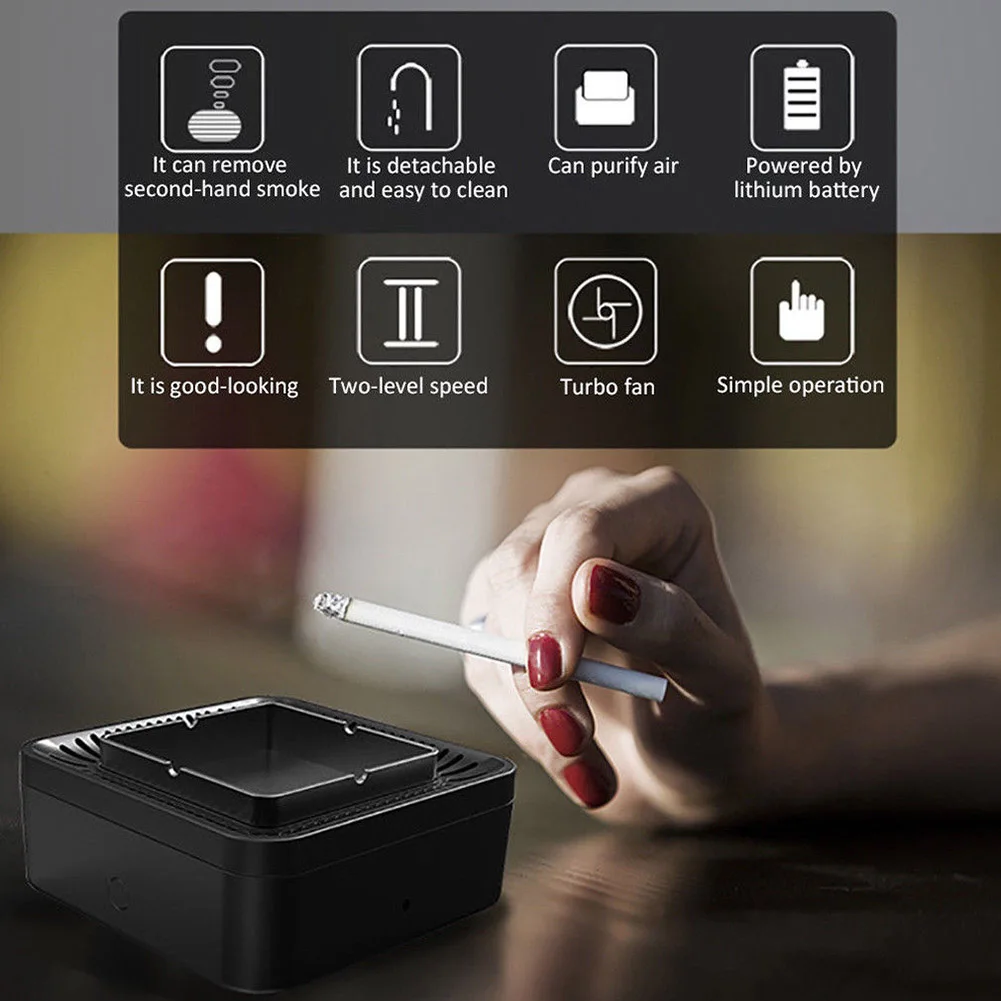 USB Rechargeable Smokeless Ashtray Secondhand Smoke Air Filter Purifier