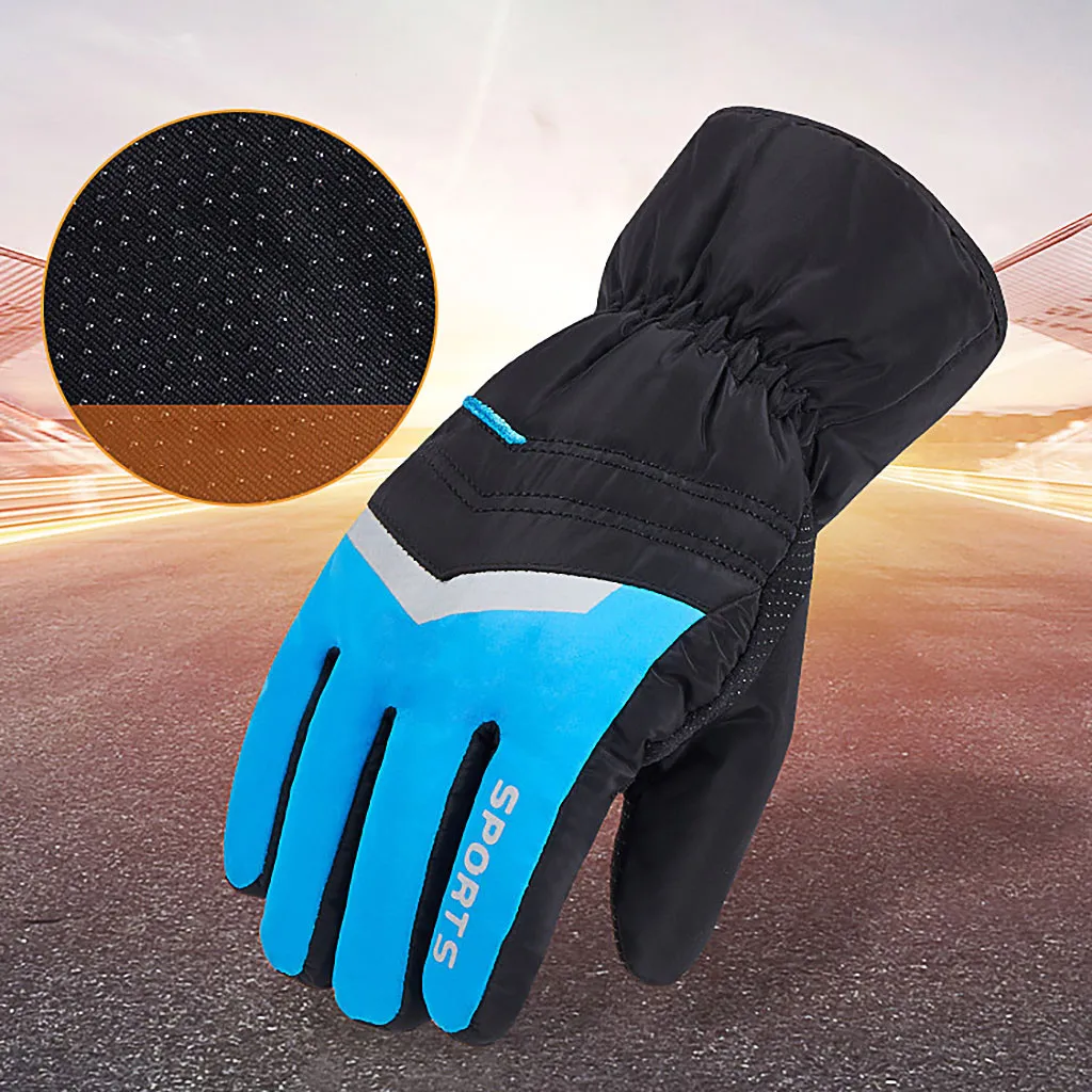 Мужские теплые зимние спортивные термоперчатки для катания на лыжах, водонепроницаемые перчатки для езды на мотоцикле, утолщенные велосипедные перчатки