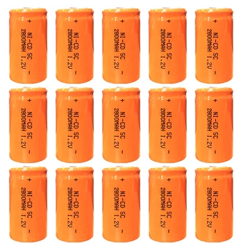 

15pcs quality SC Ni-CD battery 2800mah rechargeable battery replacement 1.2V with tab an Extension Cord Processed