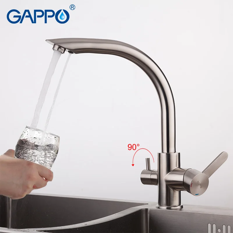  GAPPO silver Kitchen sink Faucet tap Purification Function Cold and Hot Water Mixer Stainless Steel - 32810892578