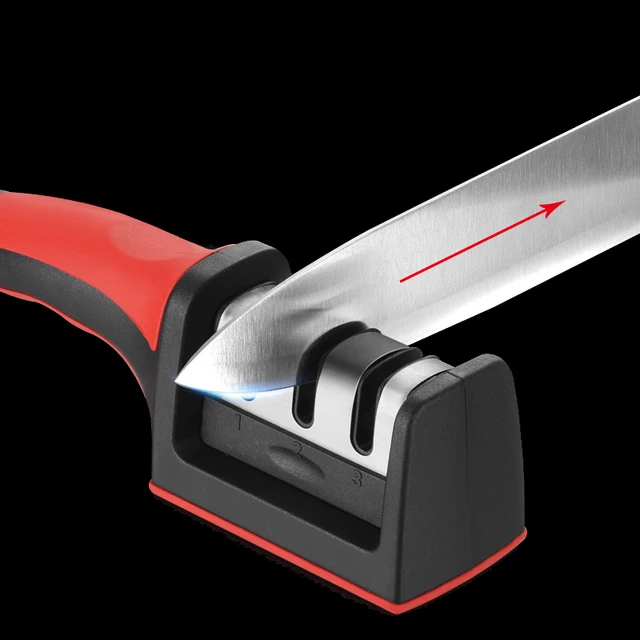 LMETJMA 3-Stage Knife Sharpener with 1 More Replace Sharpener Manual Kitchen Knife Sharpening Tool For all Knives KC0319 4