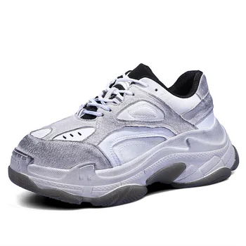 

SWYIVY Real Leather Daddy Shoes Woman Winter 2019 Dirty White Sneakers Platform Casual Shoes Warm Fur Sneakers Black Snowboots