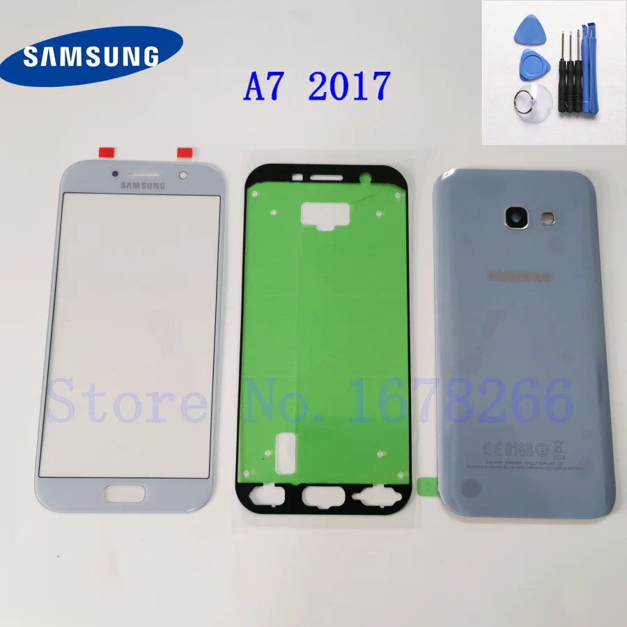 A7 2017 Blue SAMSUNG Galaxy A3 A320 A5 A520 A7 A720 A2017 Корпус Задняя стеклянная крышка чехол для телефона задняя крышка Батарейная дверь передняя стеклянная линза - Цвет: A7 2017 Blue