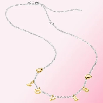 

2019 100% 925 Sterling Silver Classic Loved Script Necklace Women Charm Fashion Personality Jewelry Free Shipping