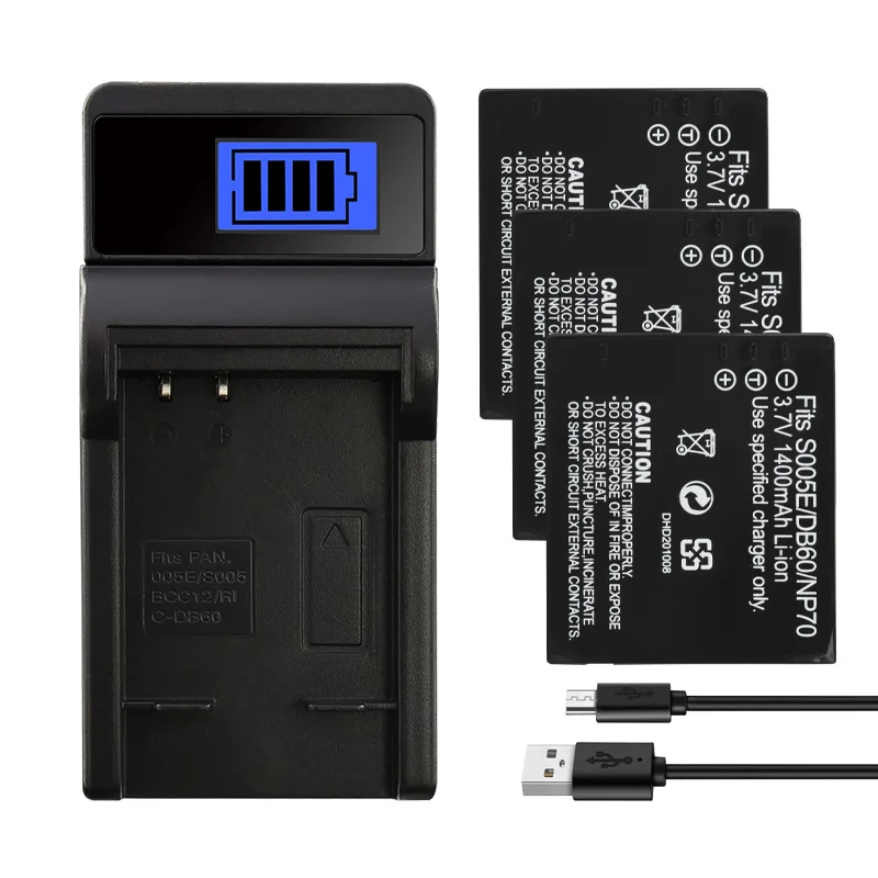 Cga-S005 S005E/Db60/Np70 Batterie Per Panasonic Lumix Dmc-Fx180,Lx1,Lx2,Lx3 Fx01 Fx07 Fx3 Fx100 Cgas005E 1400Mah Batteria Della Fotocamera