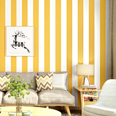 Yellow Vertical Stripe Modern Simple Nordic Style Bedroom Living Room TV Background Wall Paper