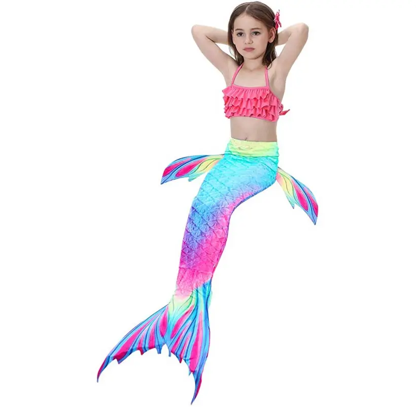 5Pcs/Set Girls Mermaid Tail Swimsuit Children the Little Mermaid Costume Cosplay Beach Clothes Bathing Suit anime cosplay female