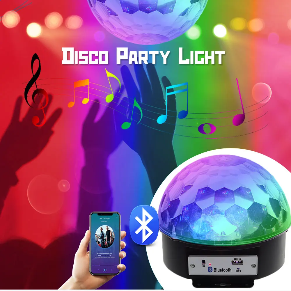 6 светодиодный Bluetooth MP3 плеер светодиодный светильник для дискотеки динамик волшебный шар лазерный вечерние светильник s голосовой активированный сценический светильник s DJ проекционный светильник