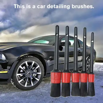 

2020 New 5PCS Multi-Functional Natural Boar Hair Car Detailing Brushes Cleaning Tool for Washing Slit Seat Interior Gap Rims