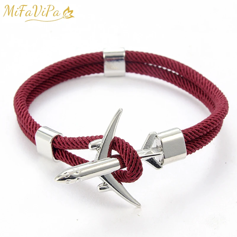 Paracord Pulseras Chain AnchorBracelets Airplane Aviation Life Jewelry Sport Hook Men Charm Air