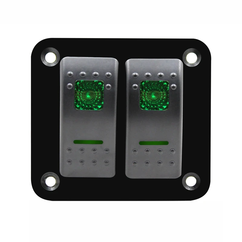 

12V-24V 2 Gang green Rocker Switch Panel Circuit Breaker Boat Marine Waterproof