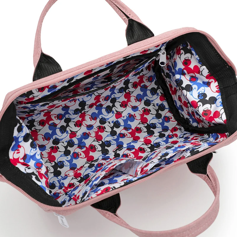 Disney Women Bag Mickey Printed Cartoon Fashion Waterproof Wear Resistant Handbag Outdoor Travel Bag Large Capacity