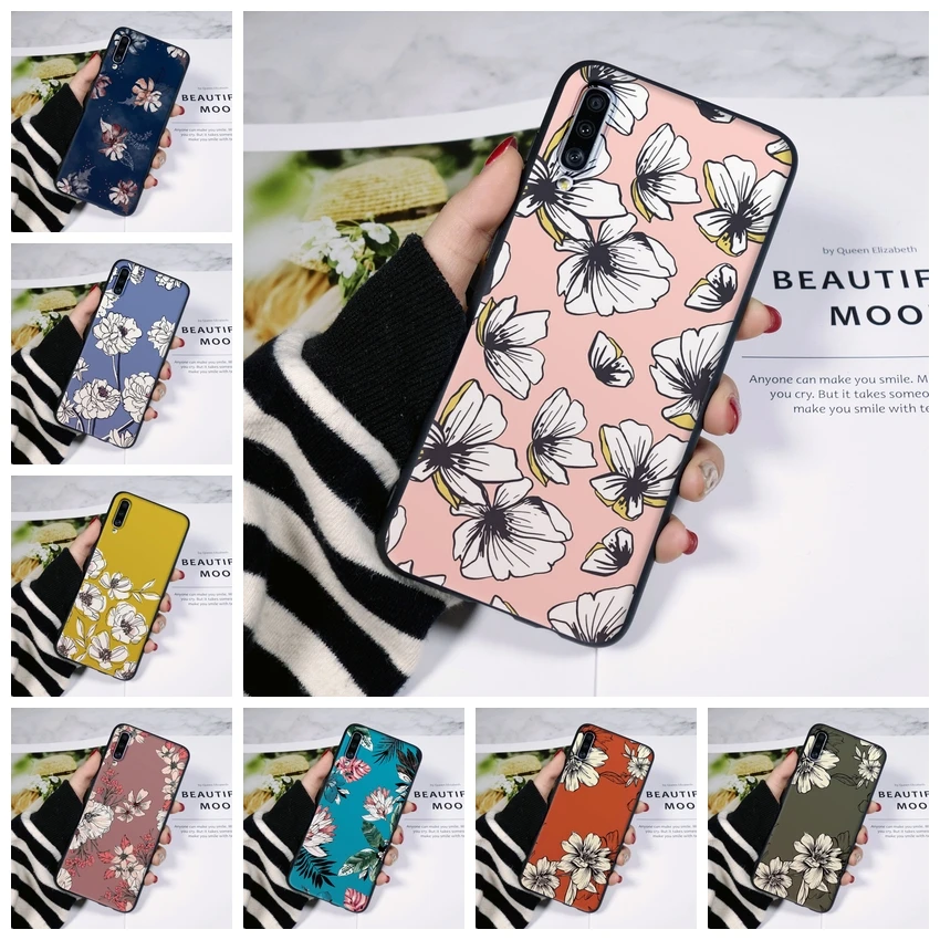Силиконовый чехол для Samsung Galaxy A10 A20 A30 A40 с цветочным рисунком задняя крышка A80 A70 A60