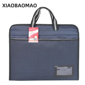 

XIAOBAOMAO 1PC Waterproof Oxford Cloth File Bag Double Zipper Business Meeting File Bag Widened Folder Office File Organized