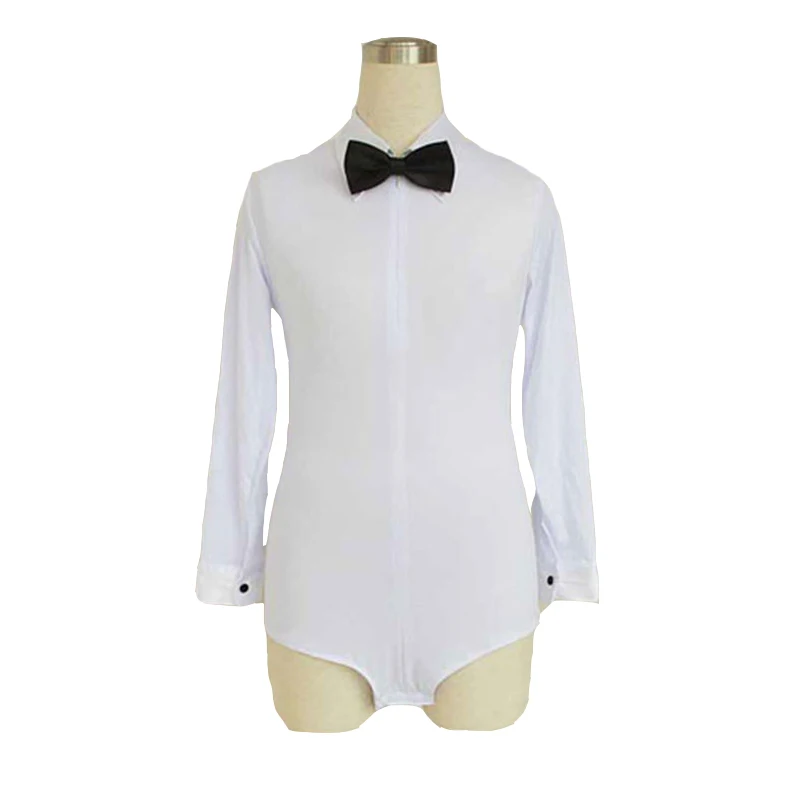White top Детский цельнокроеный комбинезон с галстуком-бабочкой для латиноамериканских танцев; рубашка для танцев; Детское трико; боди; современный костюм для бальных танцев; одежда для выступлений - Цвет: White top