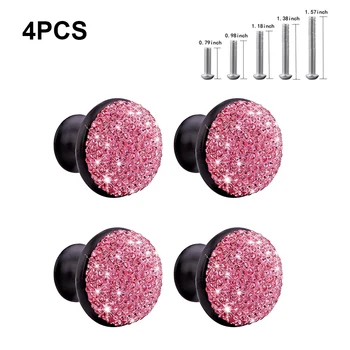 

4pcs Home Office Kitchen Round Drawer Wardrobe Cabinet Knob Bathroom Bling Crystal Aluminum Alloy Pull Handle Dresser Cupboard